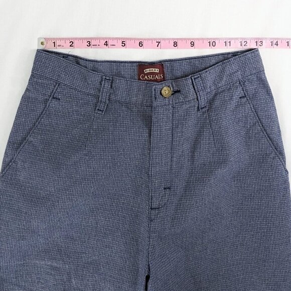 VTG Lee Blue Checkered High Rise Straight Leg Bareback Trousers - Picture 3 of 8